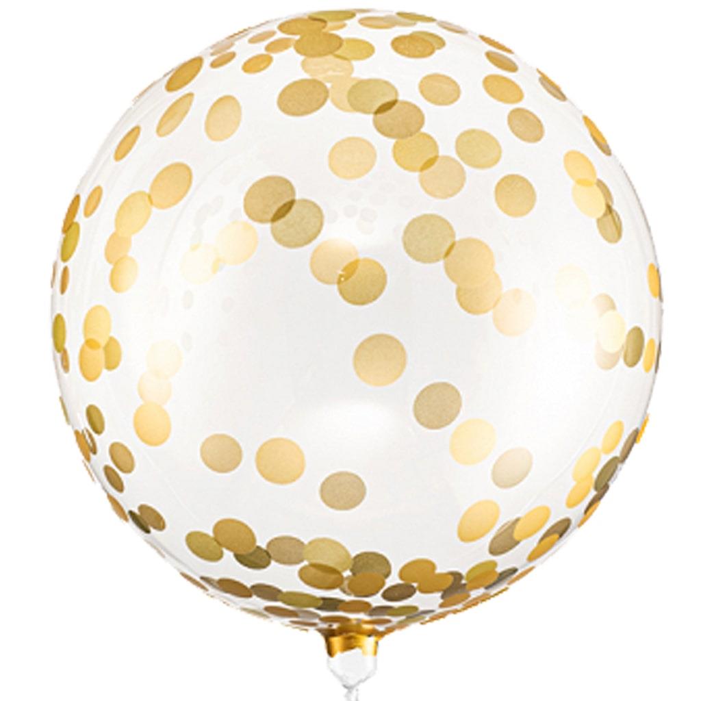 Balão Orbz com Confetis Dourados, 40 cm