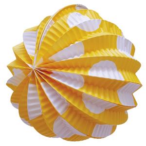 Balão Papel Amarelo com Bolinhas Brancas, 22 cm