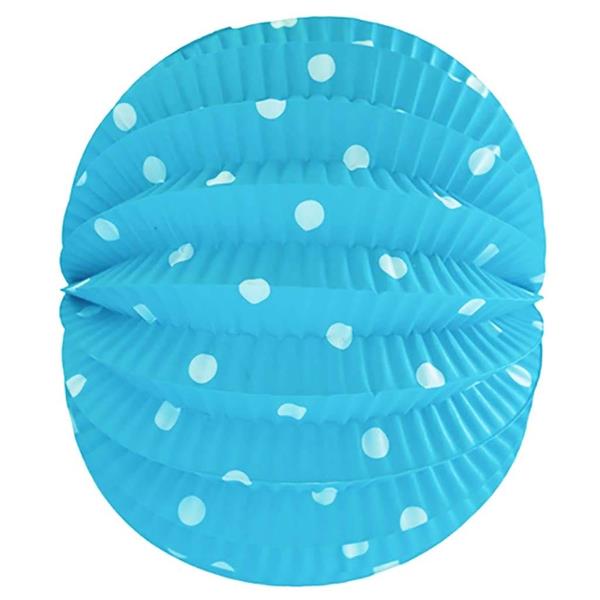 Balão Papel Azul com Bolinhas Brancas, 22 cm