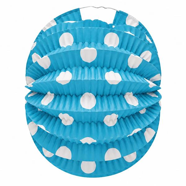 Balão Papel Azul com Bolinhas Brancas, 22 cm