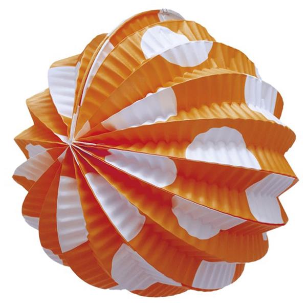 Balão Papel Laranja com Bolinhas Brancas, 22 cm
