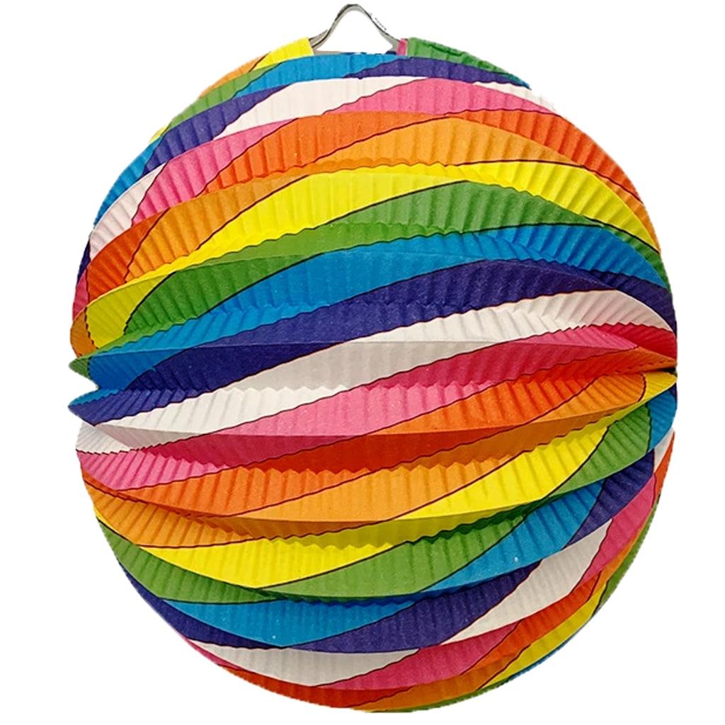 Balão Papel Riscas Diagonais Multicolor, 25 cm