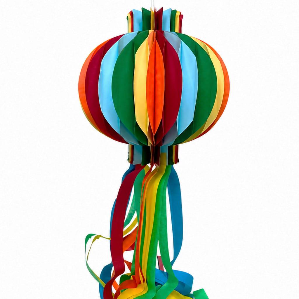 Balão Papel Riscas Multicolor com Tassel