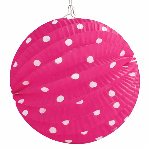 Balão Papel Rosa Bolas Brancas