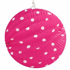 Balão Papel Rosa Bolas Brancas