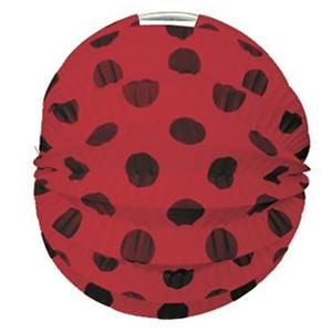 Balão Papel Vermelho com Bolinhas Pretas, 22 cm