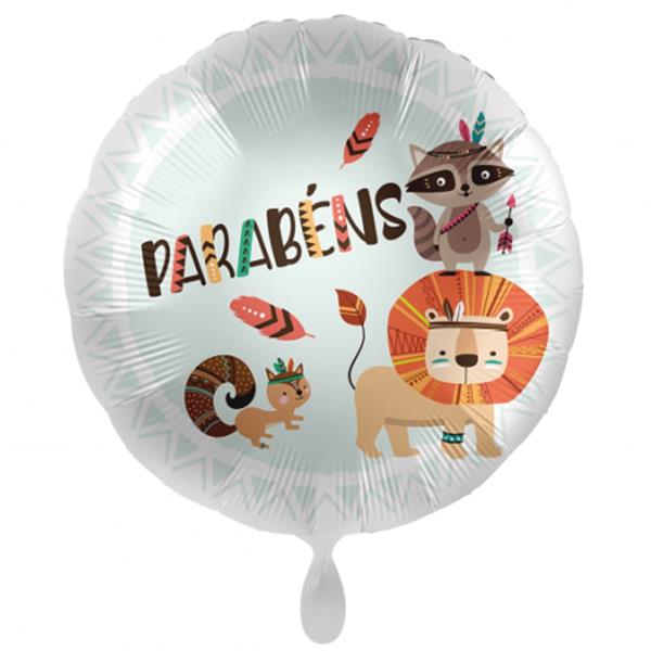 Balão Parabéns Animais Selvagens Foil, 43 cm