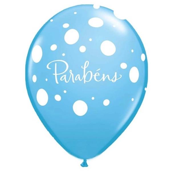 Balão Parabéns Latex Azul Un.