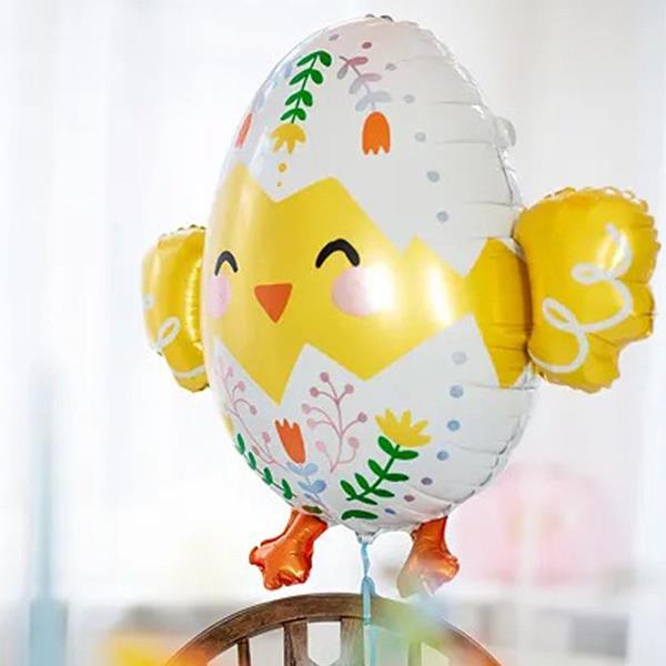 Balão Pintainho Amoroso no Ovo da Páscoa Foil, 78 cm