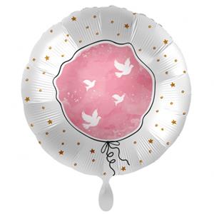 Balão Pombas Rosa Foil, 43 cm