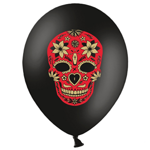 Balão Preto Caveira Mexicana em Latéx, 6un
