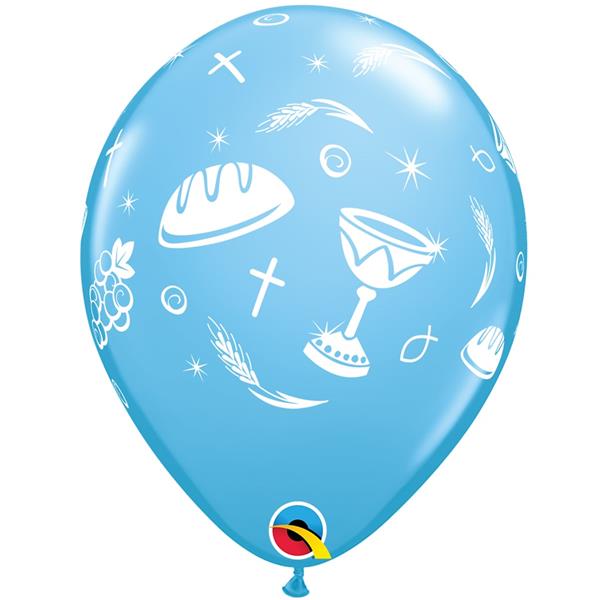 Balão Primeira Comunhão Azul Látex, 30 cm
