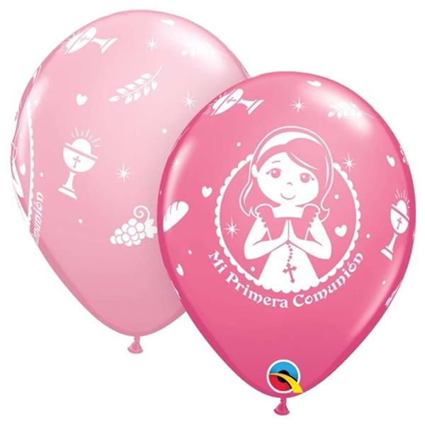 Balão Primeira Comunhão Menina Látex, 30 cm