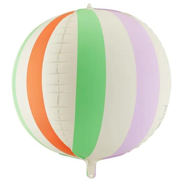 Balão Redondo às Riscas Multicolor Foil, 75 cm Balão Redondo às Riscas Multicolor Foil, 75 cm
