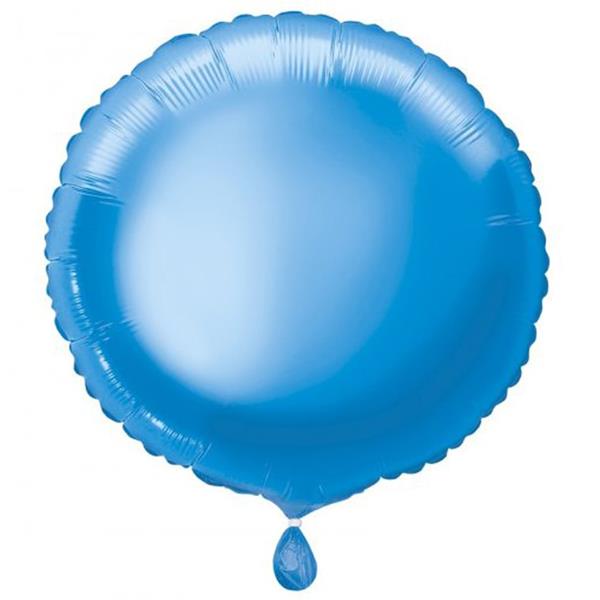 Balão Redondo Azul Metalizado Foil, 46 cm