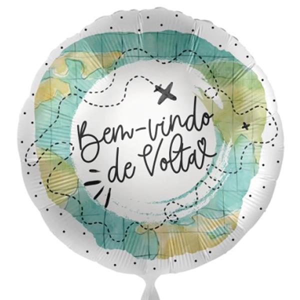 Balão Redondo Bem-Vindo de Volta Foil, 43 cm