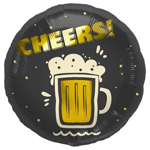 Balão Redondo Caneca Cerveja Cheers Foil, 45 cm