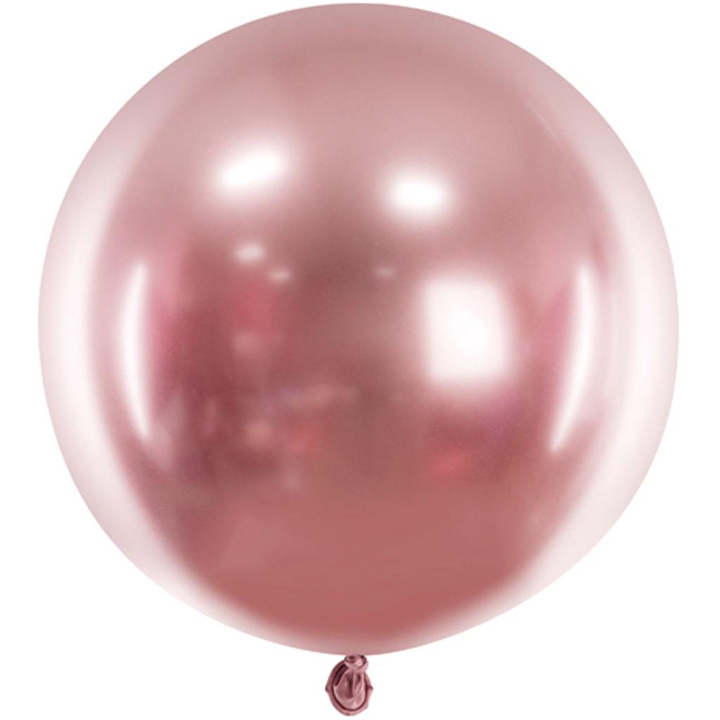 Balão Redondo Cromado Rosa Gold, 60 cm