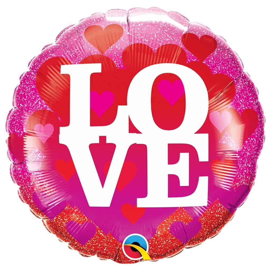 Balão Redondo Love com Glitter Foil, 46 cm