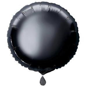 Balão Redondo Preto Metalizado Foil, 46 cm