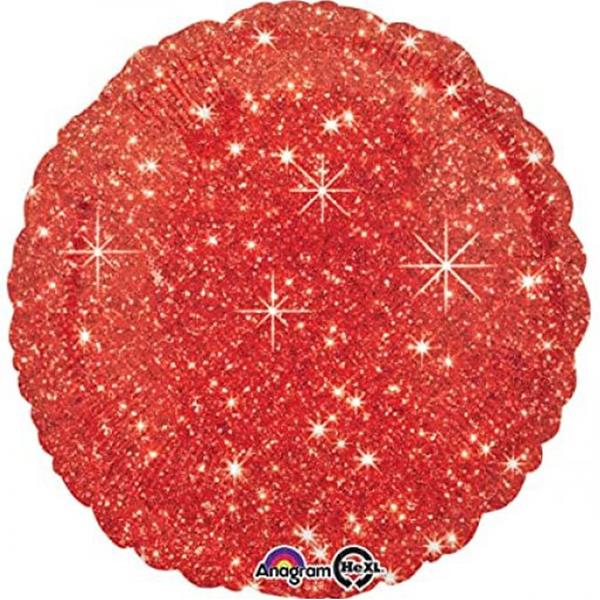 Balão Redondo Vermelho Sparkle Foil, 40 cm