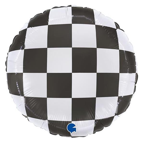 Balão Redondo Xadrez Foil, 45 cm