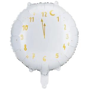 Balão Relógio Branco Foil, 45 cm
