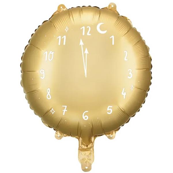 Balão Relógio Dourado Foil, 45 cm