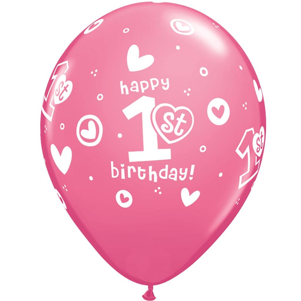 Balão Rosa 1º Aniversário Látex, 30 cm