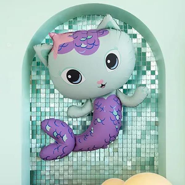 Balão Sereia Gata a Amiga da Gabby Foil, 82 cm