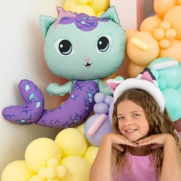 Balão Sereia Gata a Amiga da Gabby Foil, 82 cm
