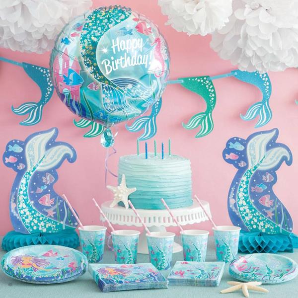 Balão Sereia Happy Birthday Foil, 45 cm