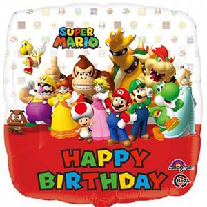 Balão Super Mario Happy Birthday Foil, 43 cm