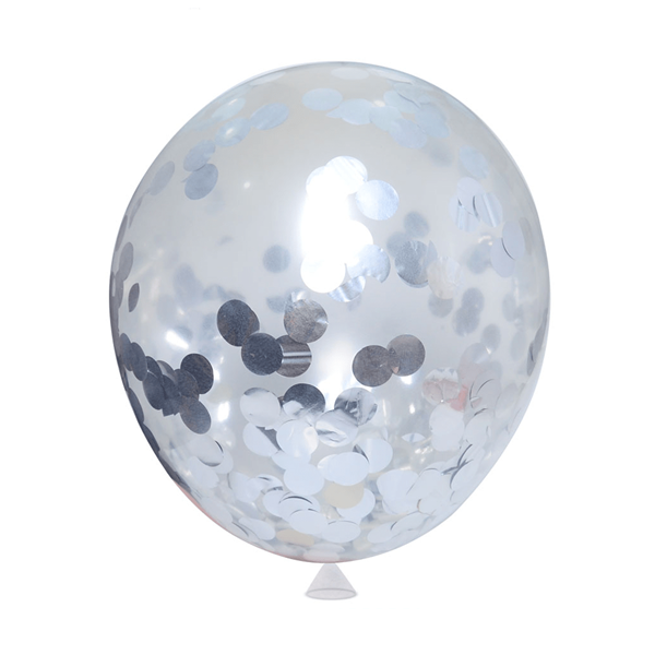 Balão Transparente com Confetis Prateados, 45 cm
