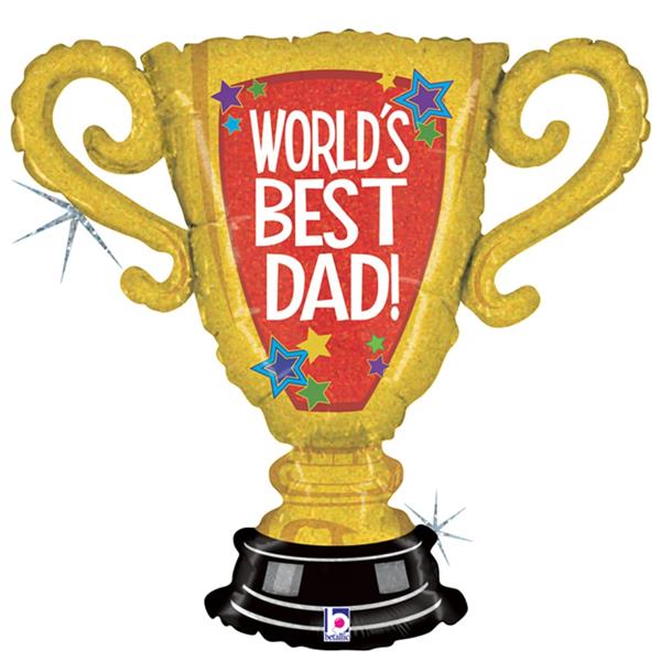 Balão Troféu World´s Best Dad Super Shape Foil, 84 cm