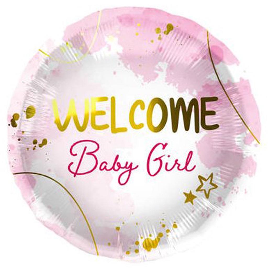 Balão Welcome Baby Girl Foil, 45 cm