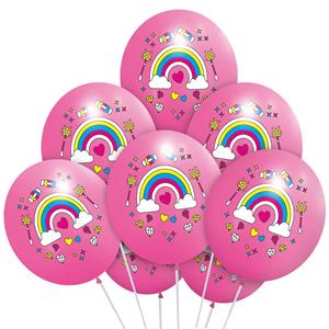 Balões Arco Íris e Fantasia Rosa Látex, 5 unid.