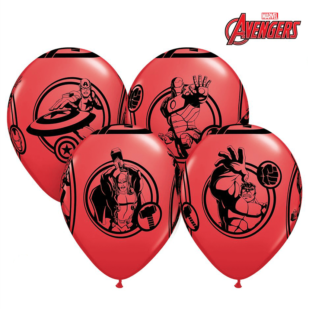 Balões Avengers Vermelhos em Látex, 6 Unid.