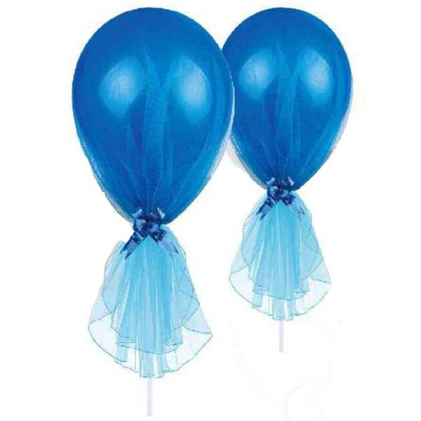 Balões Azuis em Látex com Tule