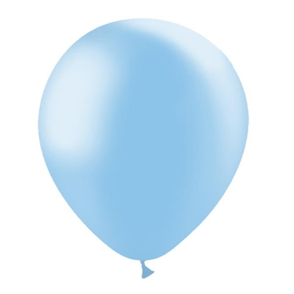 Balões Azul Celeste Metalizado Látex, 28 cm, 100 unid.