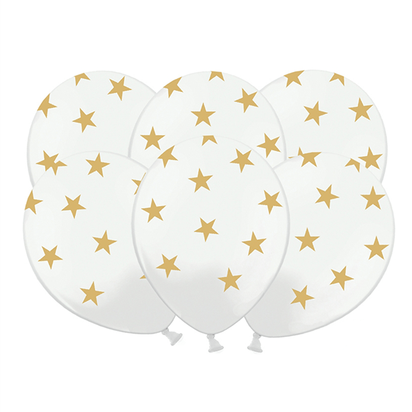 Balões Brancos Estrelas, 6 unid.