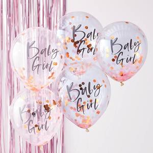 Balões com Confetis Baby Girl Látex, 5 unid.