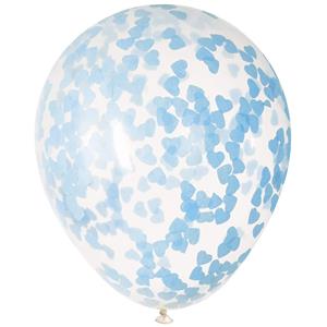 Balões com Confetis Corações Azul, 5 unid.