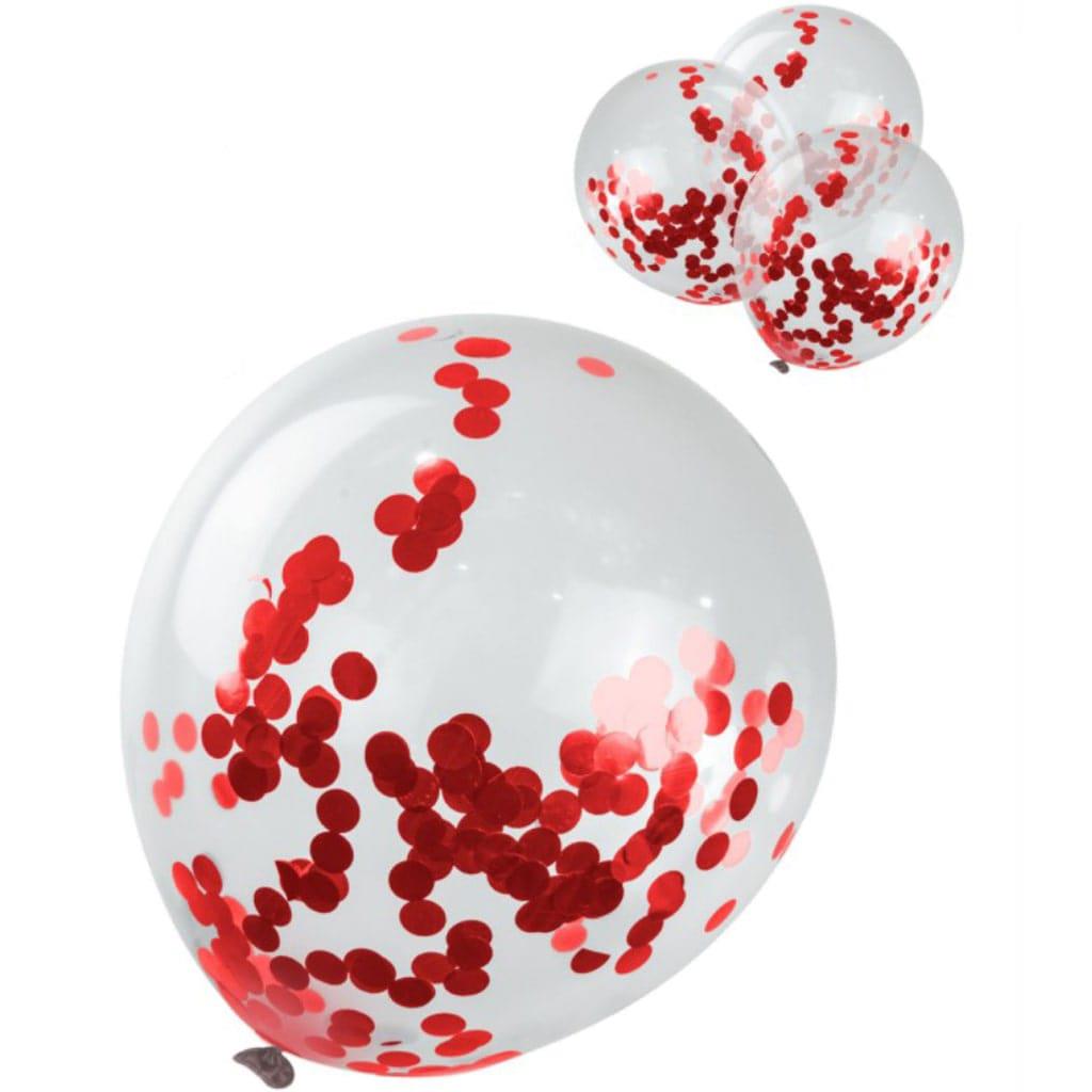 Balões com Confetis Vermelhos, 4 unid.