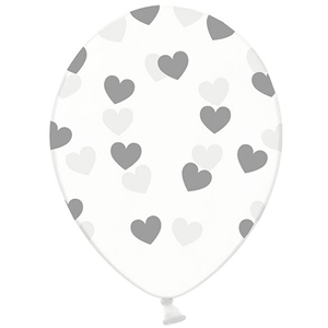 Balões Corações Prateados, Latex, 30 Cm