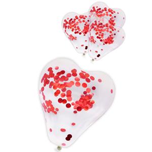 Balões Corações Transparentes com Confetis Vermelhos, 4 unid.
