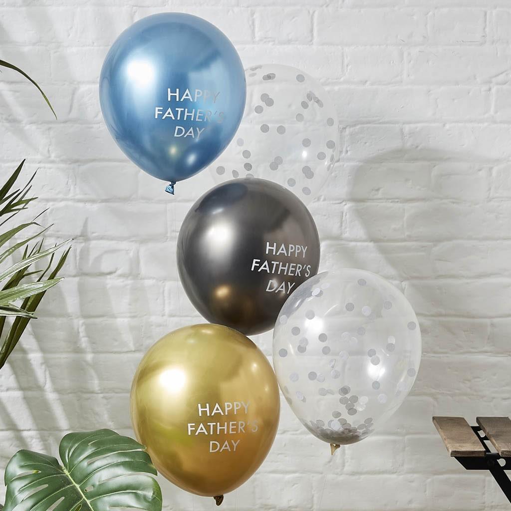 Balões Cromados Happy Father´s Day Látex, 5 unid.