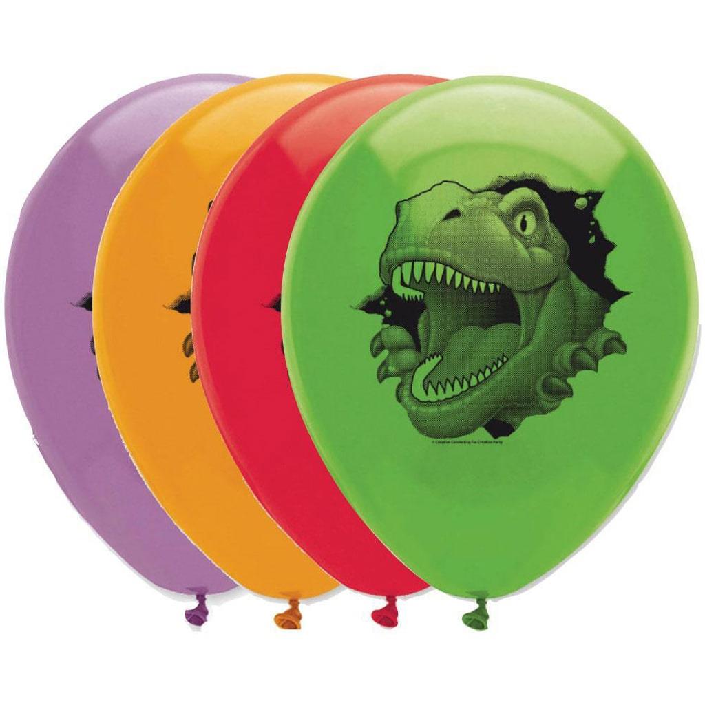 Balões Dino Blast Multicolor Látex, 6 unid.