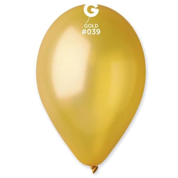 Balões Dourado Metalizado Látex, 30 cm, 100 unid.