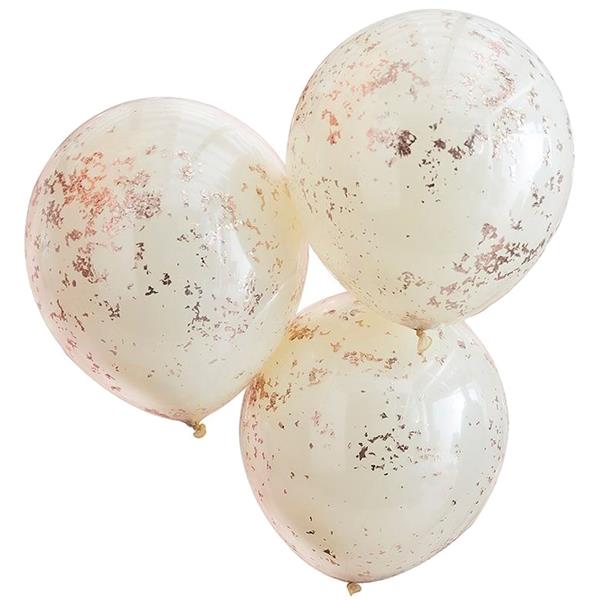Balões Dupla Camada em Látex Creme com Confetis, 3 unid.